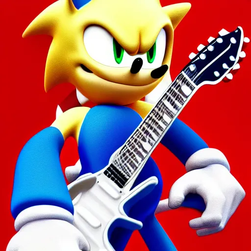 Image similar to sonic plays guitar, artstation