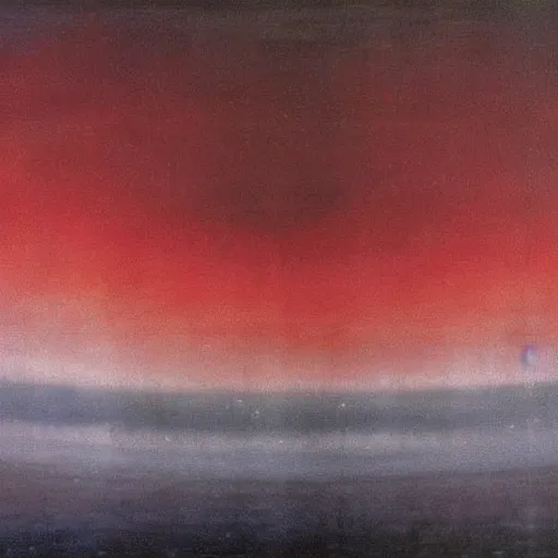 Image similar to the epic abstract painting'blue arctic void with black and red aurora borealis ', by caspar david friedrich!!!, by rothko!!!, stunning masterpiece, trending on artstation