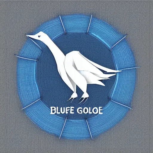 Image similar to a beautiful logo of blue wild goose, 2 d origami, digital art