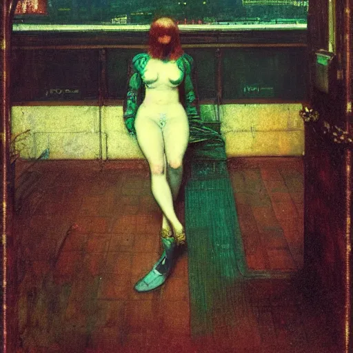 Prompt: cyberpunk noir in the style of john william waterhouse, kilian eng, rosetti, john everett millais, william holman hunt, 4 k photo autochrome