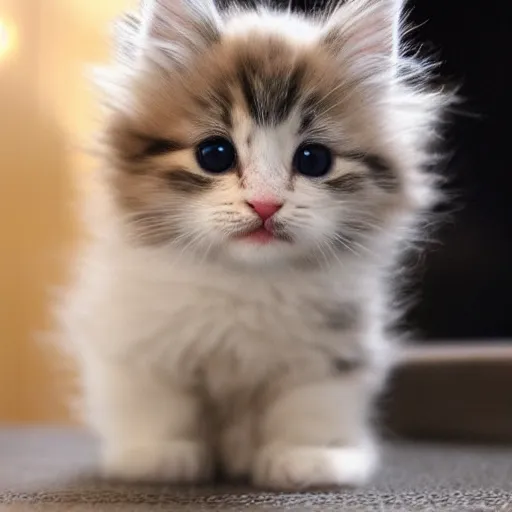 Prompt: smol fluffy cute kitten
