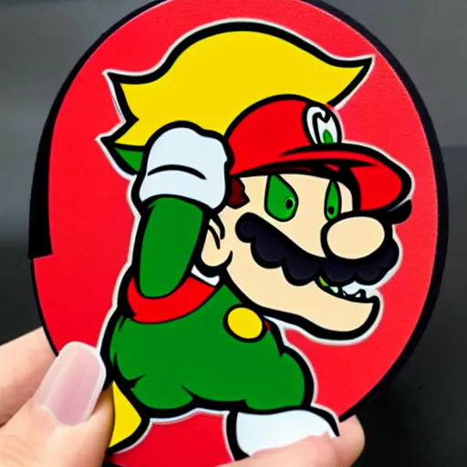 Image similar to die cut sticker, bowser is mario
