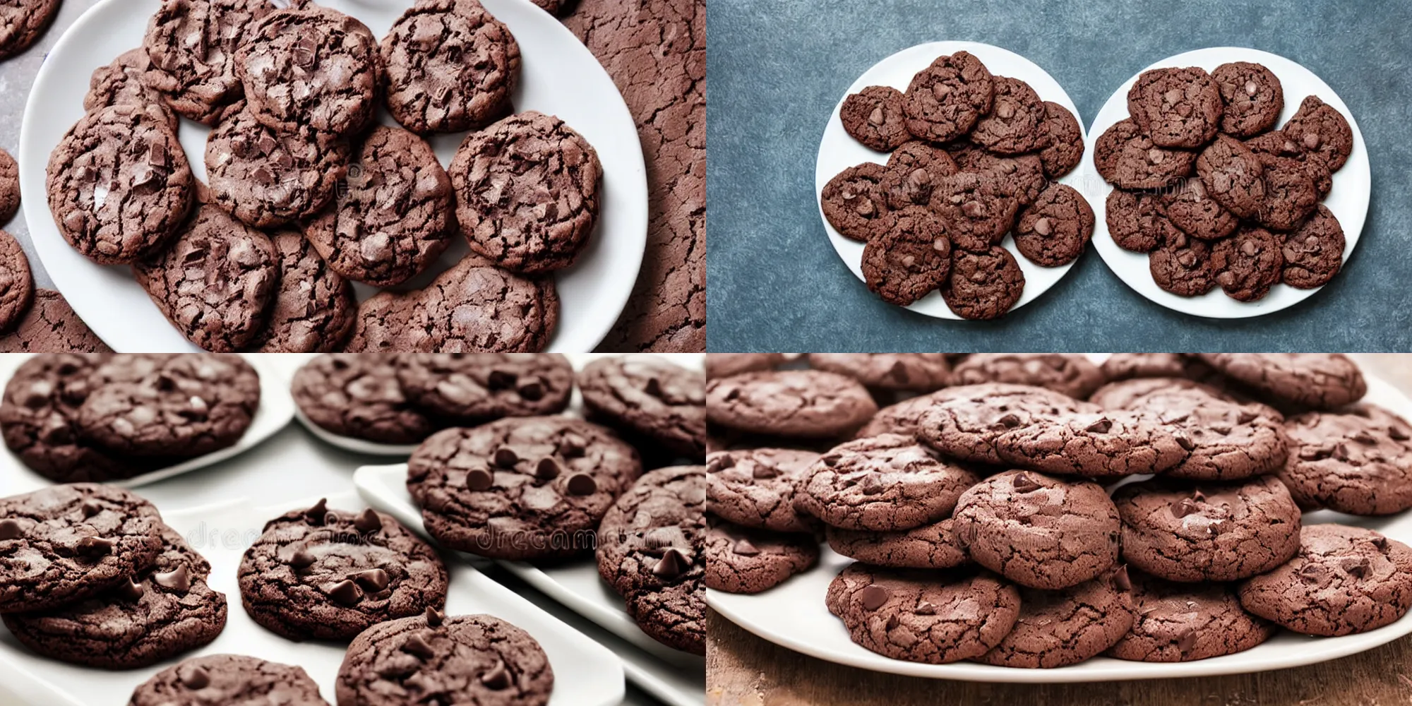Prompt: A plate of chocolate cookies, stock photography
