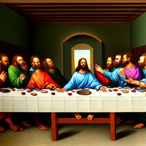 Prompt: the last supper jesus is joe biden, hyper realism renaissance art,