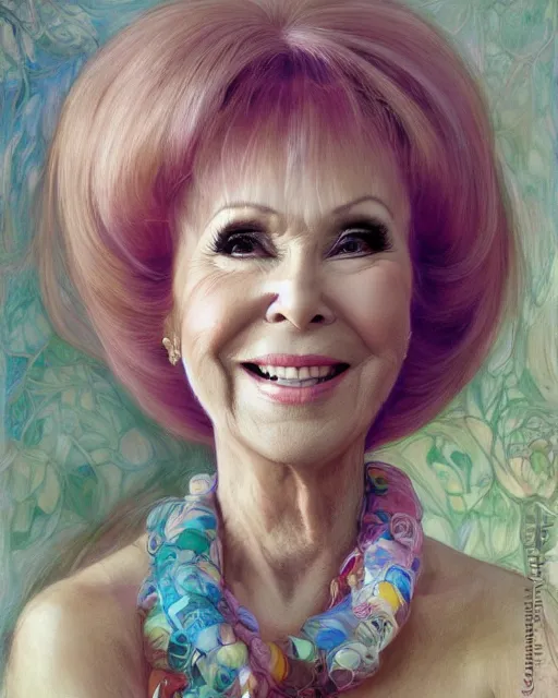 Image similar to portrait of a barbara eden by Mandy Jurgens and Richard Schmid and chuck close and mucha