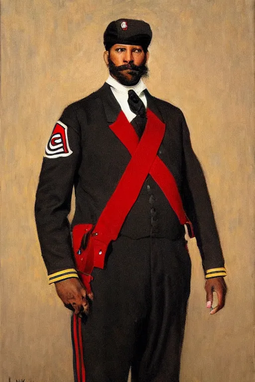 Image similar to full body portrait of the dictator of the los angeles clippers, 1 8 8 9, in full military garb, oil on canvas by william sidney mount, trending on artstation