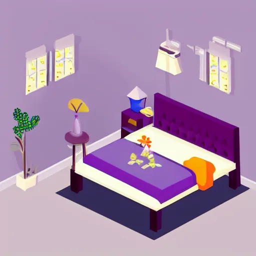 Image similar to cute isometric bedroom