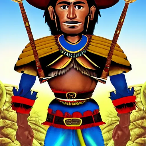 Prompt: guanajuato cartoon, hd, guatemalan warrior, realistic