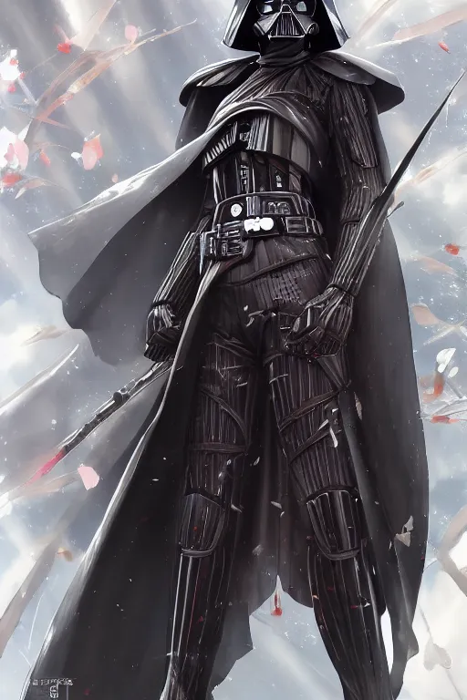 Image similar to anime key visual of a female darth vader goddess!!, intricate, stunning, highly detailed, digital painting, artstation, smooth, hard focus, illustration, art by artgerm and greg rutkowski and alphonse mucha