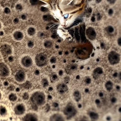 Prompt: a ants perspective looking up at a kitten