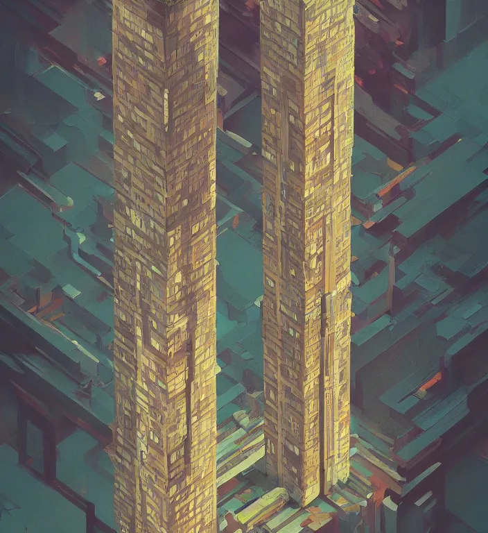 Prompt: infinite fractal totem, trending on artstation art by james gilleard and edward hopper, highly detailed, cg society contest winner