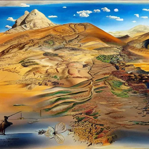 Image similar to kurdistan painted by salvador dali, highly detailed, insanely intricate, award winning art, trending on artstation