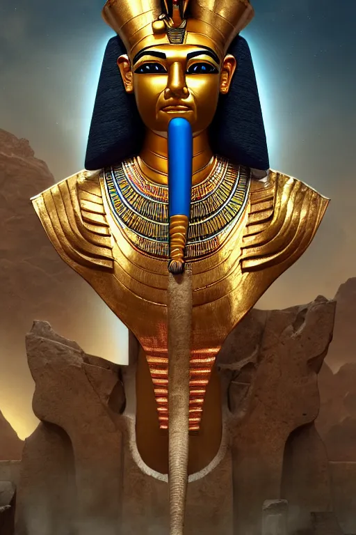 Image similar to egypt god osiris, god of the underworld, highly detailed, d & d, fantasy, highly detailed, digital painting, trending on artstation, concept art, sharp focus, illustration, global illumination, ray tracing, realistic shaded, art by artgerm and greg rutkowski and fuji choko and viktoria gavrilenko and hoang lap, sunny