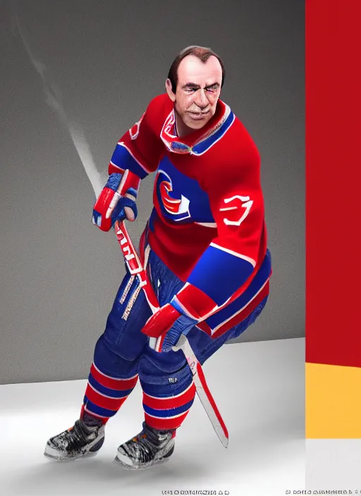 Image similar to Guy Lafleur as a video game character, digital art, unreal engine, unreal engine render, blender render, render, 4k, coherent