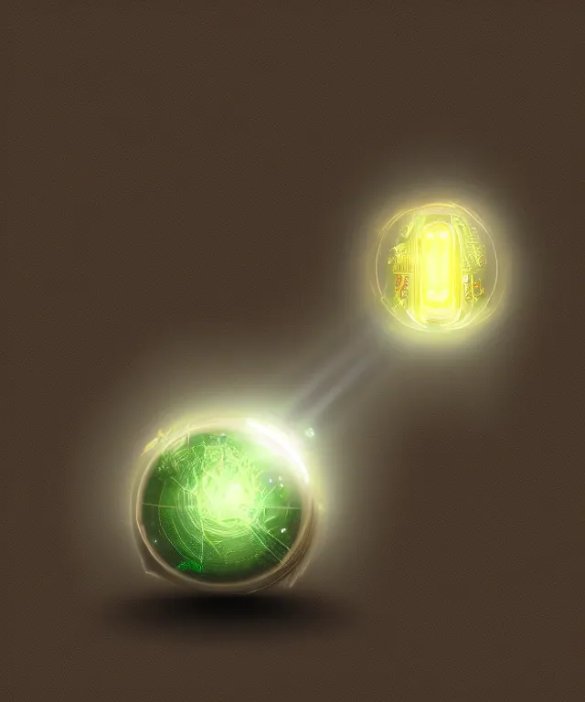 Image similar to magitech core, fantasy, sci - fi, metallic, glowing orb