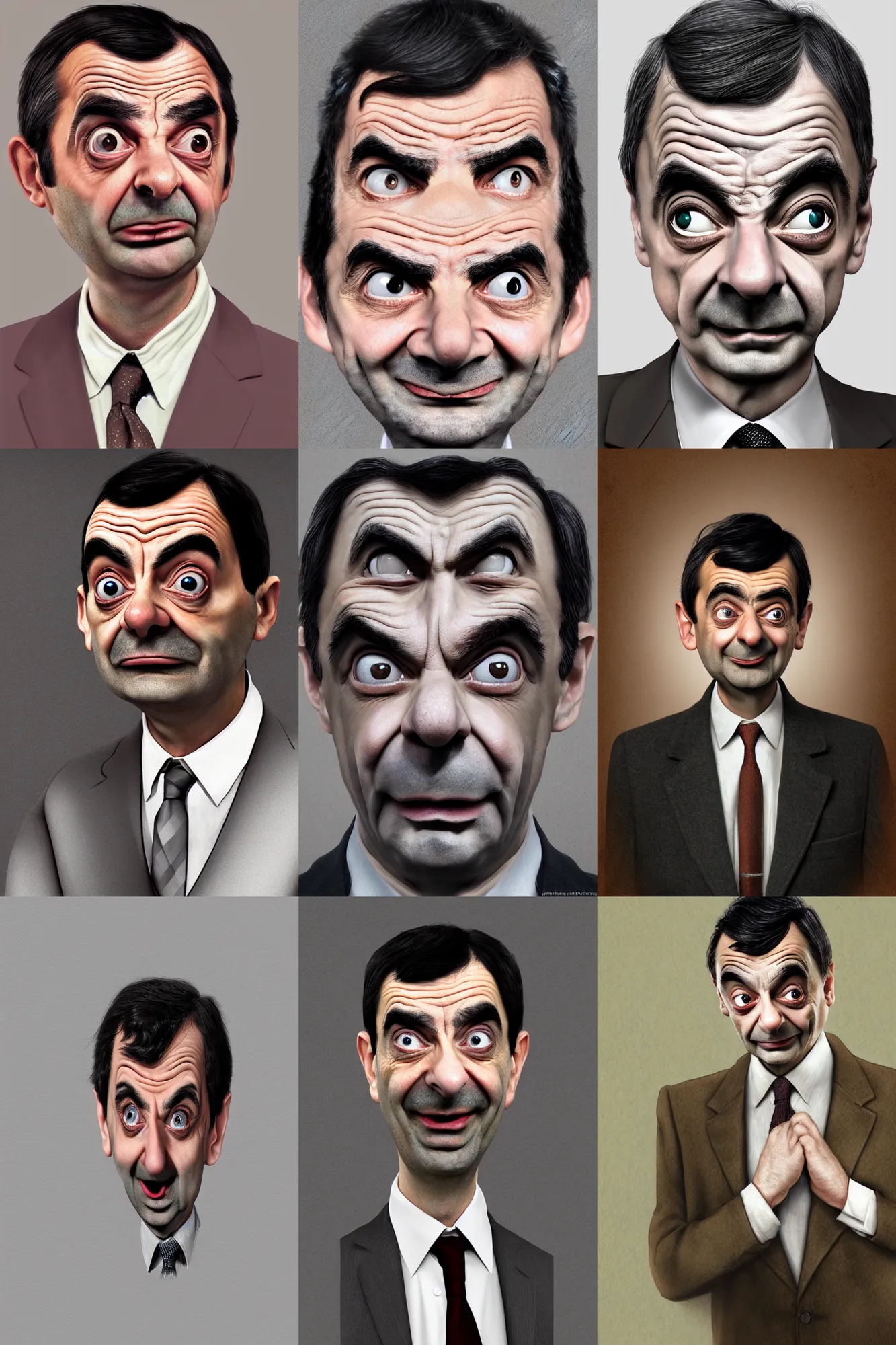 Prompt: a photograph of Mr. Bean Sad, Sad mood, hyper realistic, digital art, 4k, detailed, concept art