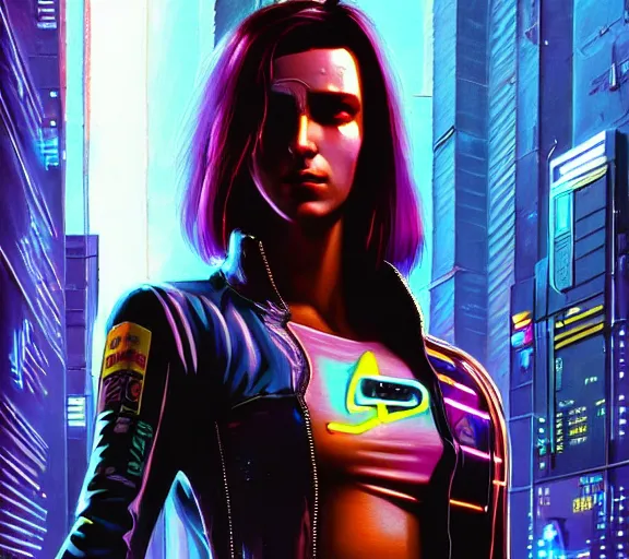 Image similar to a portrait of a cyberpunk person, Night City, cyberpunk 2077, very very coherent painting, 1979 OMNI Magazine Cover, street level neo-Tokyo in Cyberpunk 2077 style by Vincent Di Fate by mark arian by artgerm, 4k, 8k, HD, trending on artstation