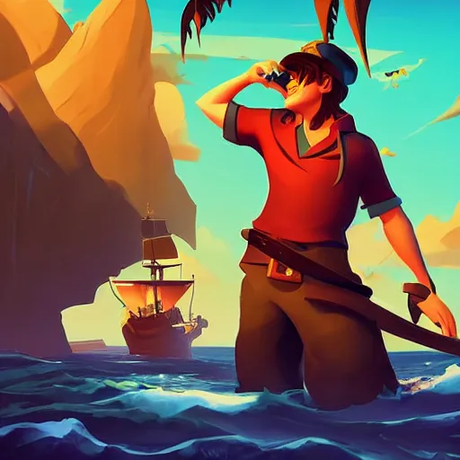 Image similar to painting treasure on sea of thieves game smooth median photoshop filter cutout vector, behance hd by jesper ejsing, by rhads, makoto shinkai and lois van baarle, ilya kuvshinov, rossdraws global illumination