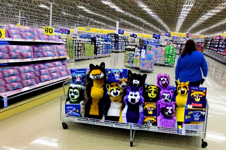 Image similar to photo of fursuits for sale at walmart on black friday