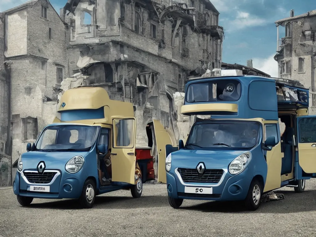 Prompt: Renault 4 Master in the movie Howls Moving Castle