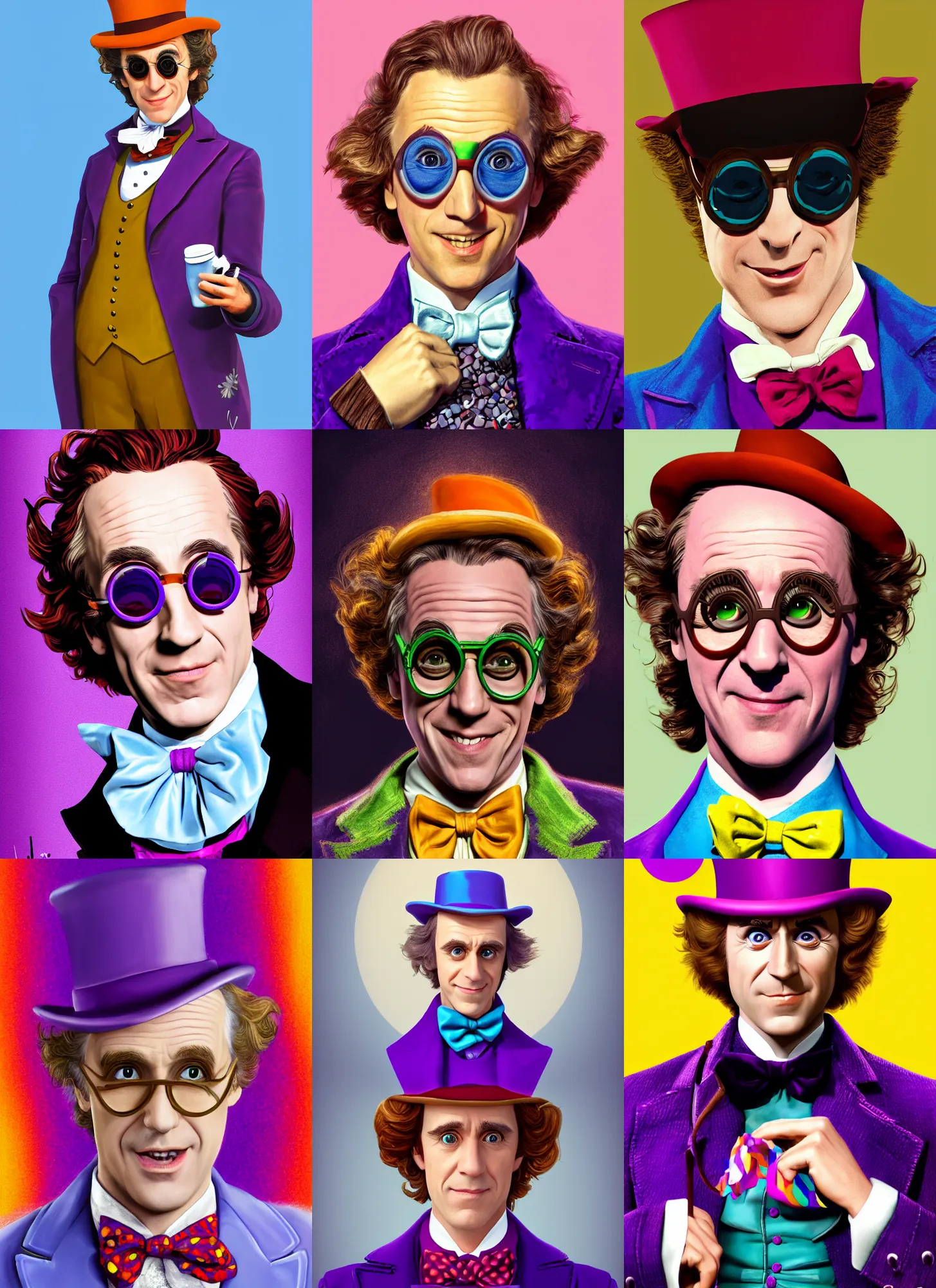 Prompt: character portrait of Willy Wonka played by Jordan Peterson, digital art, trending on artstation, 4k