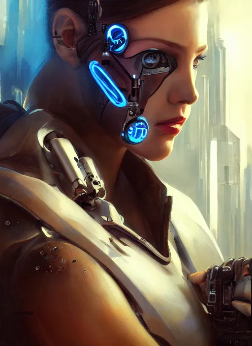 Prompt: portrait of a cyberpunk assassin with cybernetic implants ( futuristic transhuman cyborg ), detailed realism face in painting, detailed beautiful portrait, oil painting masterpiece, cyberpunk art, 8 k resolution, smooth, sharp focus, trending on artstation, by rembrandt