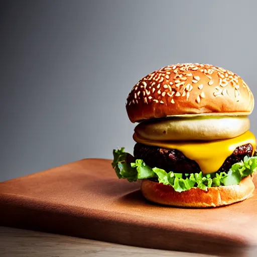 Prompt: hamburger with sauce running down bun, hyper realistic, award winning food photography