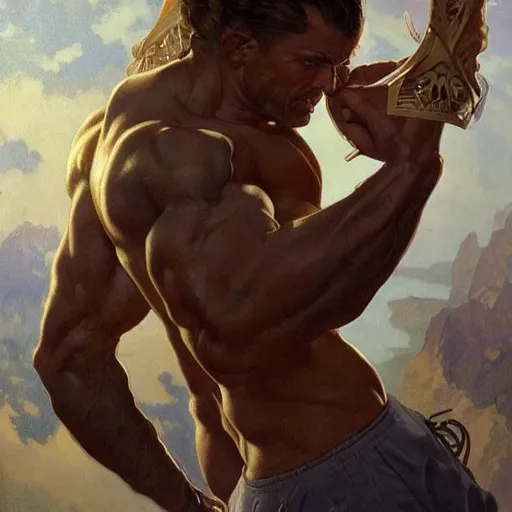 Prompt: gigachad, muscular, intricate, highly detailed, digital painting, artstation, concept art, smooth, sharp focus, illustration, art by artgerm and greg rutkowski, alphonse mucha, boris vallejo