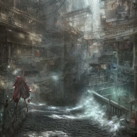 Prompt: thousand washing machines, tankoban, 4 k, tone mapping, akihiko yoshida, james jean andrei riabovitchev marc simonetti, yoshitaka amano, long hair, curly, h. hydrochaeri