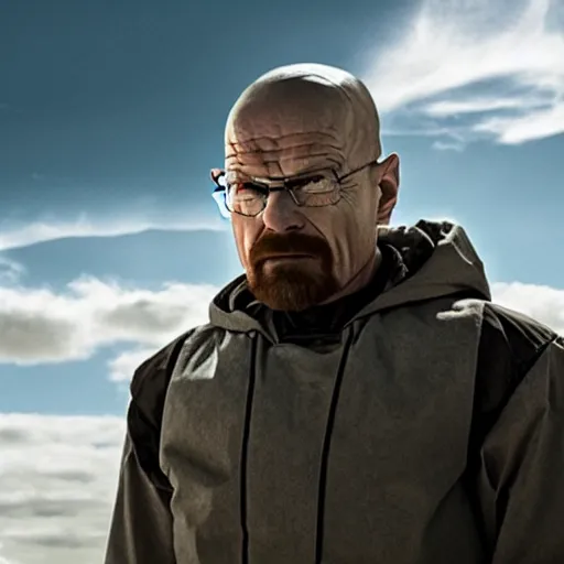 Prompt: Film still of Walter White with cybernetic battle armor in new Breaking bad movie, highly detailed, 4k