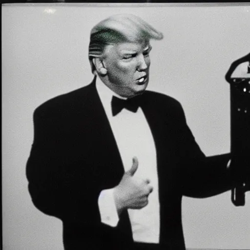 Image similar to 8 mm film still of donald trump, exclusive material