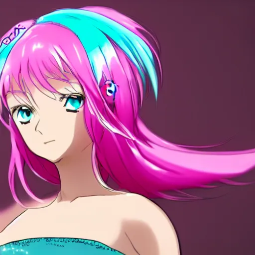 Prompt: stunningly beautiful omnipotent anime goddess with pink hair and mesmerizing cyan eyes, 8 k