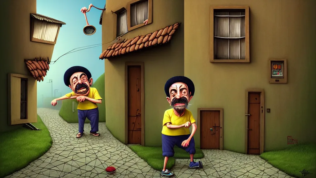 Image similar to illustration cartoon don ramon, seu madruga, el chavo del ocho, funny gediminas pranckevicius by roberto gomez bolanos