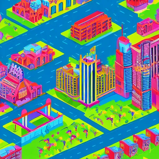 Image similar to #isometric bright explosion of spring in metropolis by lowpol
