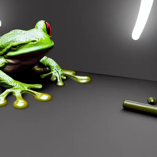 Prompt: A frog lifting weights, 3D render, studio lighting, Unreal Engine 5