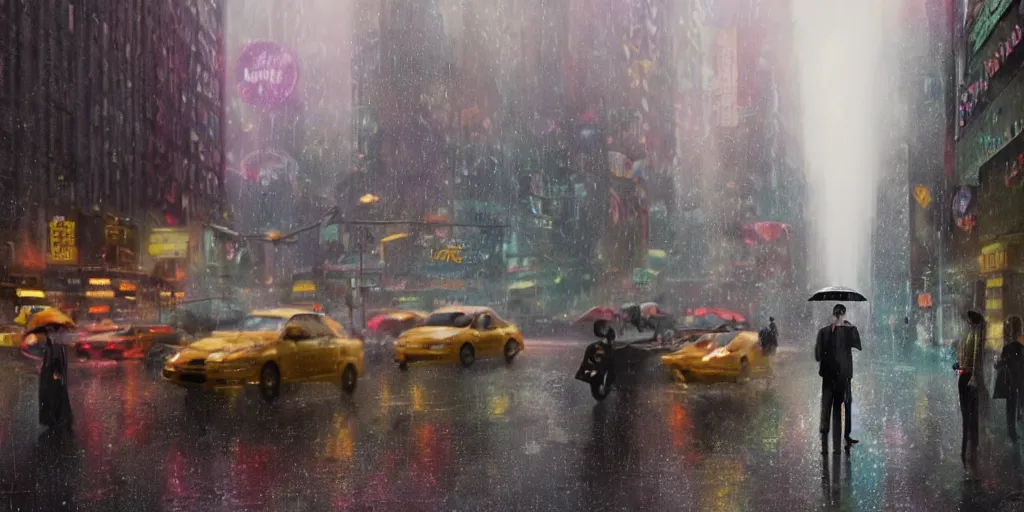 Image similar to a ultra photorealistic and sharp film still trough a raincovered window on a rainy but colourful day in new york. sparkling lights, people with umbrellas standing in the street, wide shot, frog perspective, wes anderson, studio ghibli, pixar and disney animation, octane render, anime key art by greg rutkowski, dramatic lighting, award winning photography