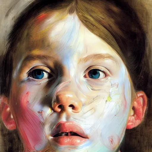 Prompt: Portrait of a girl by Jenny Saville, Abstract brush strokes