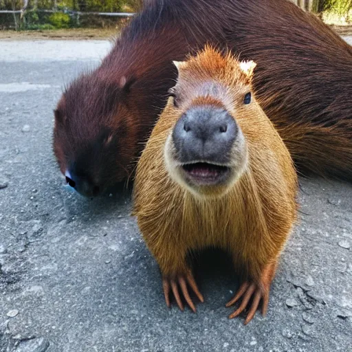 Prompt: photo of a happy capybara