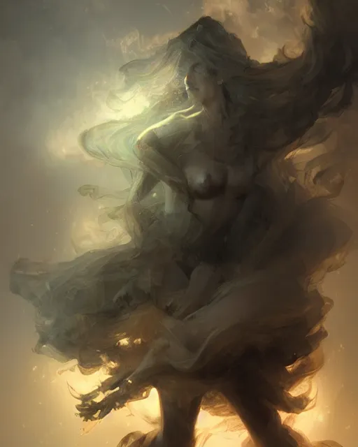 Prompt: ghostly vertical skeletal figures wreathed in dark smoke, scenic full shot, ambient lighting, detailed face, by goya, stanley artgerm lau, wlop, rossdraws