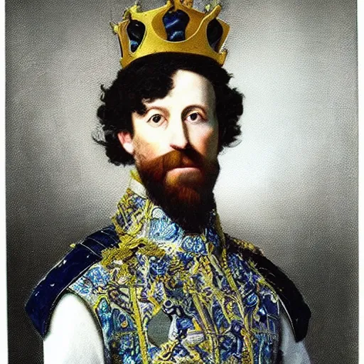 Image similar to portrait of king of sweden, cool, explosions, swords