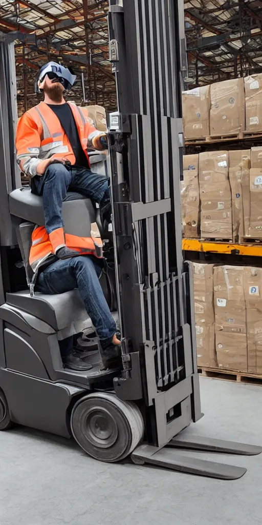 Image similar to forklift operator with a vr headset