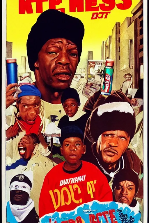 Image similar to poster the movie 1 9 8 8 ussr don't be a menace to south central while drinking your juice in the hood, perfect symmetrical eye, soviet russian winter fur hat ushankas