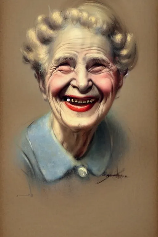 Prompt: ( ( ( ( ( 1 9 5 0 s retro happy smiling grandma face portrait. muted colors. ) ) ) ) ) by jean - baptiste monge!!!!!!!!!!!!!!!!!!!!!!!!!!!!!!