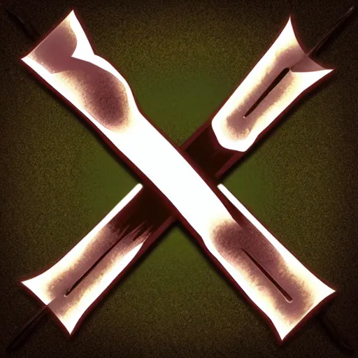 Prompt: a glowing , double headed axe as RPG game icon art