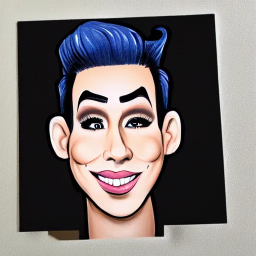 Prompt: a caricature painting of james charles