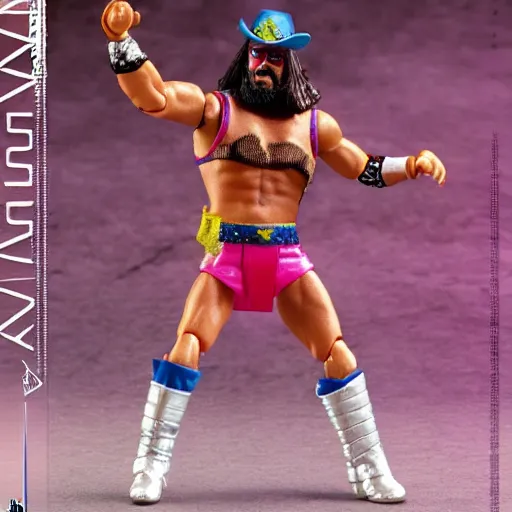 Image similar to 1 9 8 7 macho man randy savage from wwf action figure by hot toys.