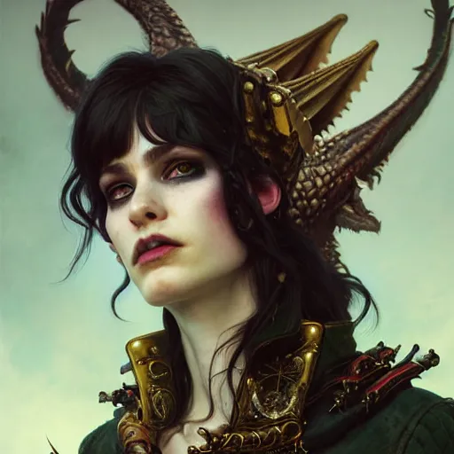 Prompt: portrait painting of a punk dragon bard with green eyes and snow white fur, ultra realistic, concept art, intricate details, eerie, highly detailed, photorealistic, octane render, 8 k, unreal engine. art by artgerm and greg rutkowski and charlie bowater and magali villeneuve and alphonse mucha