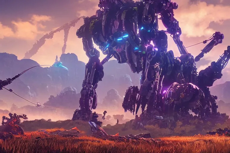 Image similar to clamberjaw machine mecha animal beast robot of horizon forbidden west horizon zero dawn bioluminiscence global illumination ray tracing hdr fanart arstation by sung choi and eric pfeiffer and gabriel garza and casper konefal