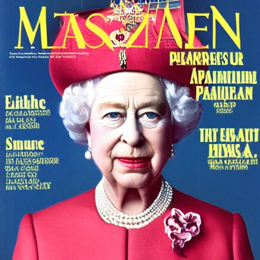 Prompt: magazine cover photo of elizabeth ii as the new pope, portrait photo by slim aarons in times magazine cover photo, color