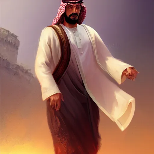 Prompt: saudi arab man digital art in the style of greg rutkowski and craig mullins, 4 k